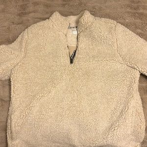 Cream quarter zip up sweater. Size large